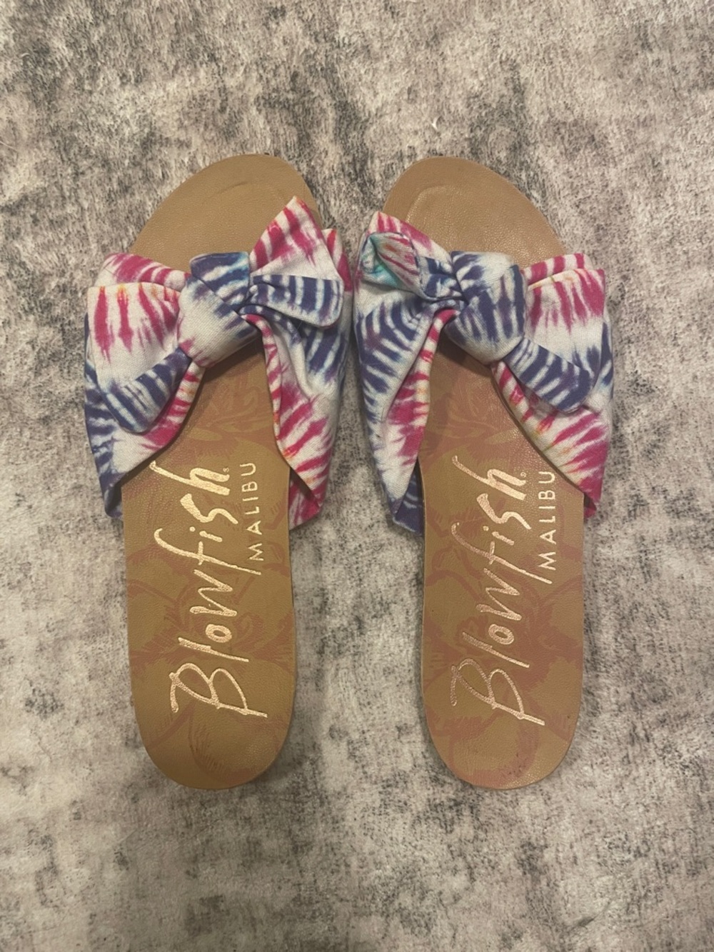 Blowfish Malibu Women's Tie-Dye Bow Slide Sandals - Pink & Blue